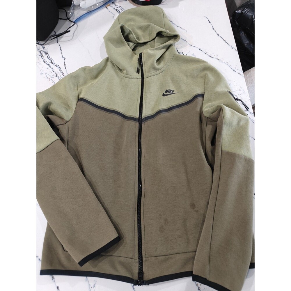 NIKE Hoodie Mens M Sportswear Tech Fleece Full Zip Sweatshirt Alligator Green